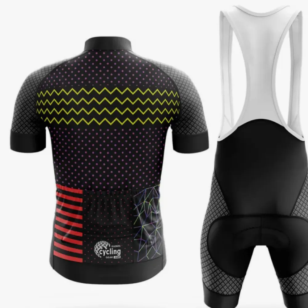 Cycling Kit Retro Patterns Black/Purple/Red