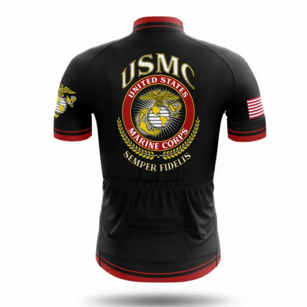 USMC Premium Cycling Jersey Military Black/Red/Gold