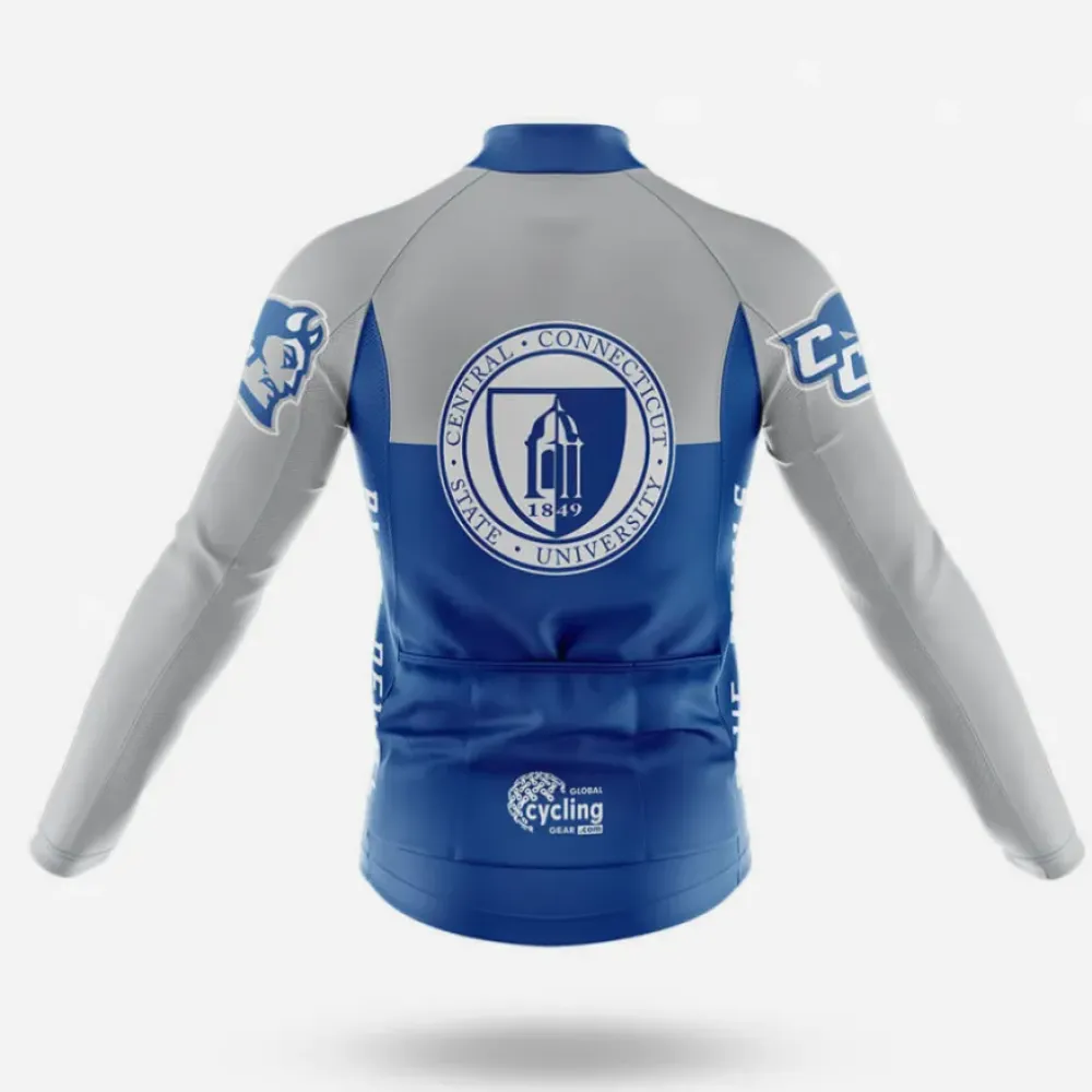 Central Connecticut State University Long Sleeve Cycling Jersey Blue/White/Grey