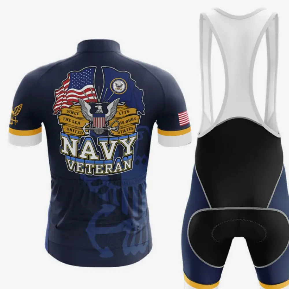 U.S. Navy Veteran Cycling Jersey American Pride Blue/Yellow/White