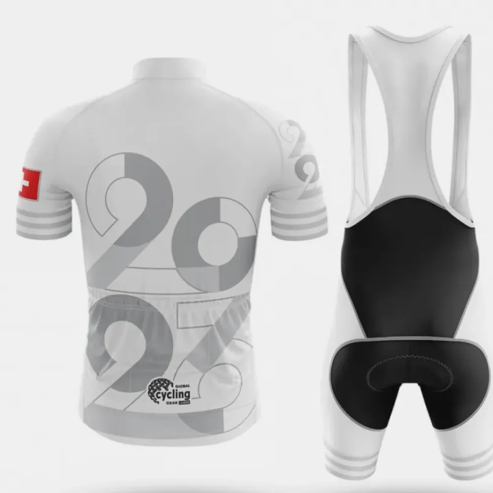 Switzerland 2023 Cycling Jersey Geometric White/Red/Grey