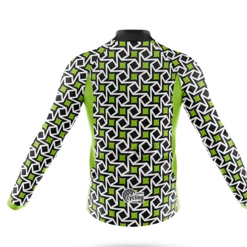 Tiny Pattern Geometric Green/Black/White Cycling Jersey
