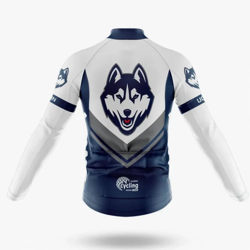 University of Connecticut Long Sleeve Cycling Jersey Ver.3 Wolf Navy/White/Grey