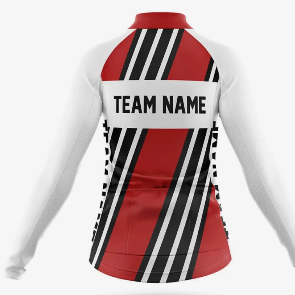 Custom Team Name M5 Women's Cycling Kit Red/White/Black