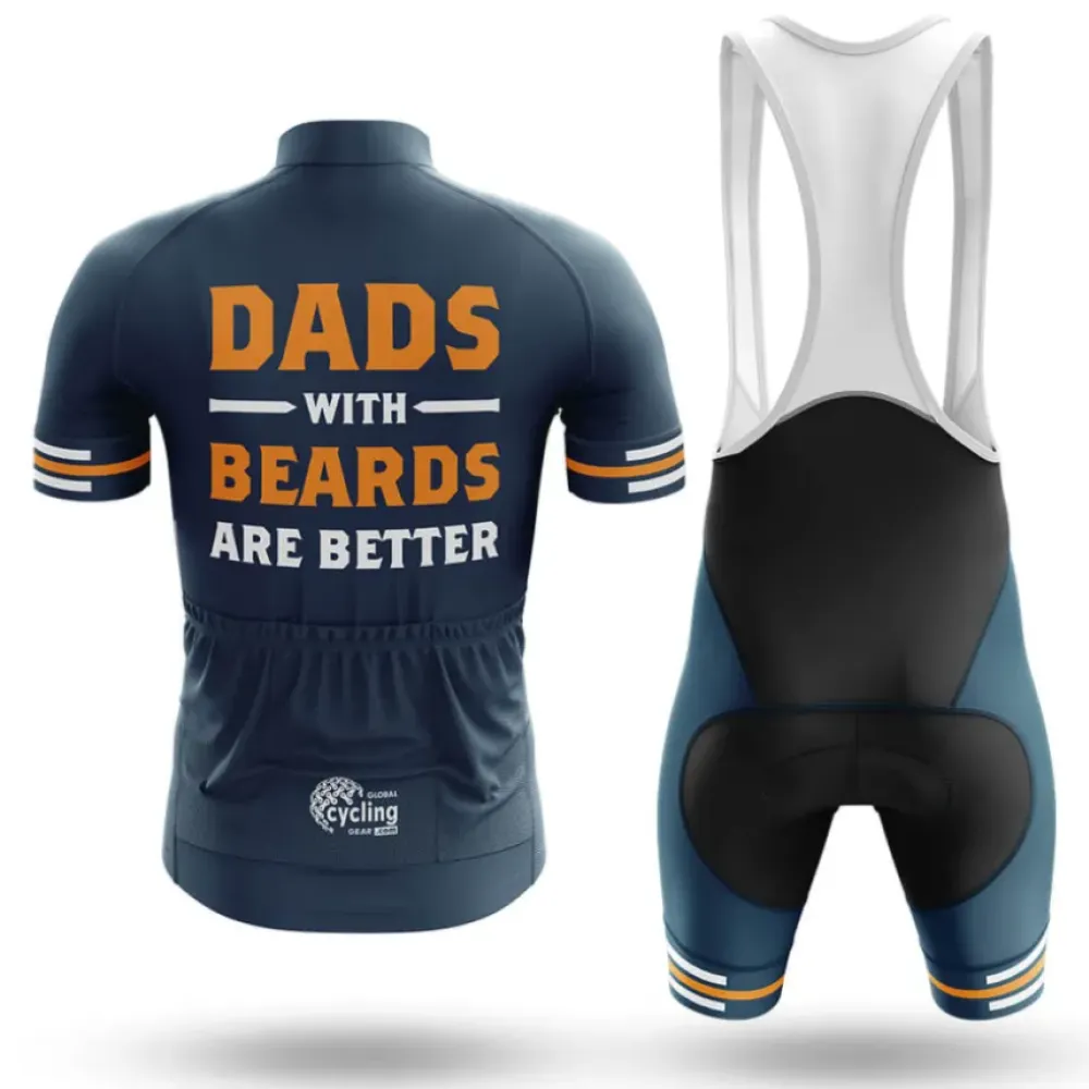 Dads With Beards Long Sleeve Cycling Jersey Navy/Orange/White