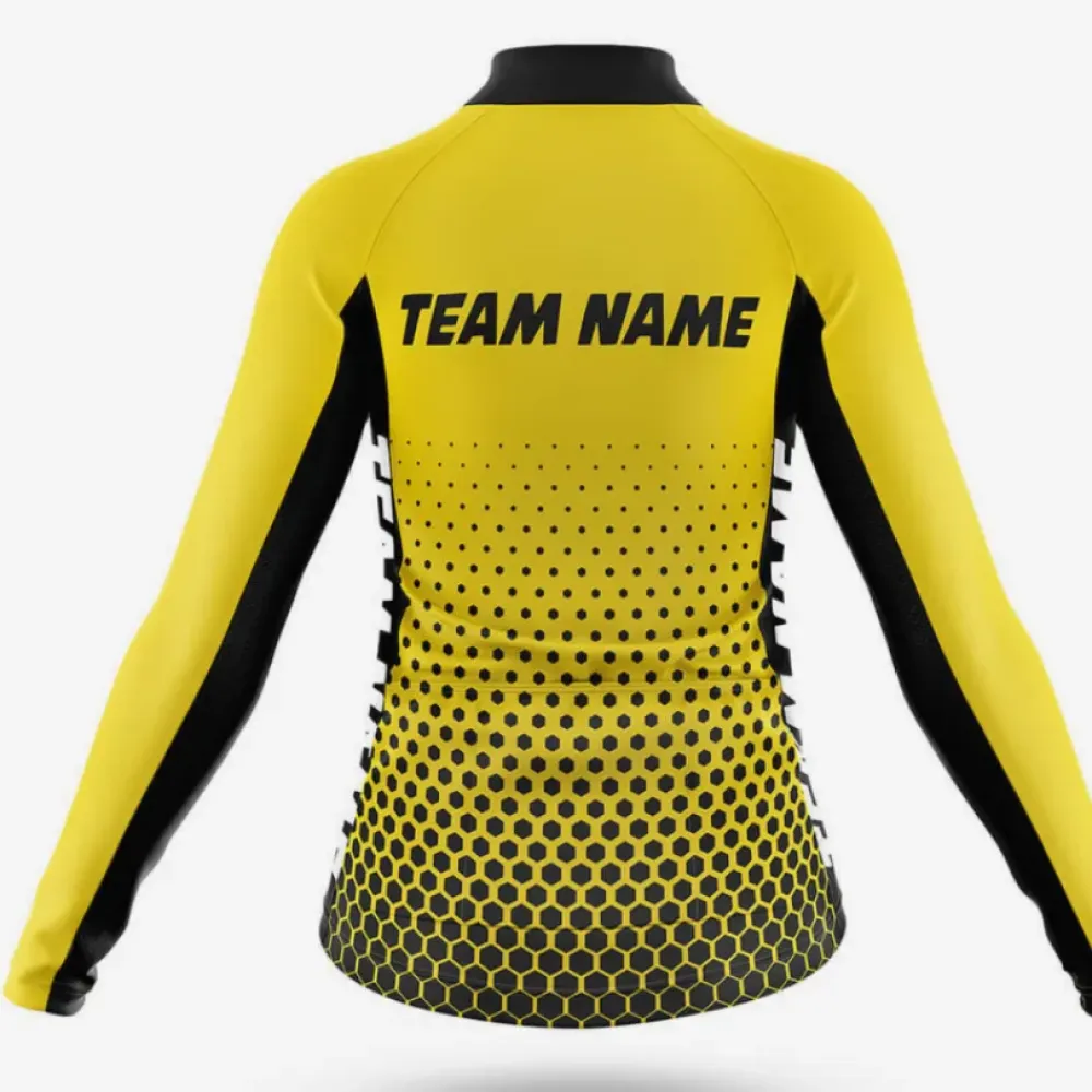Women's Cycling Jersey Custom Team Name M10 Yellow/Black/White