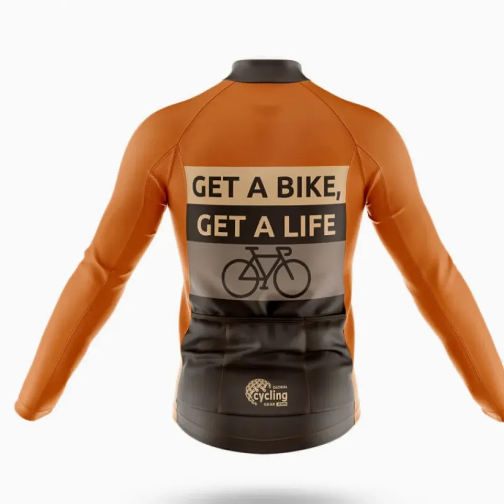 Cycling Jersey Get A Bike Orange/Black/Brown