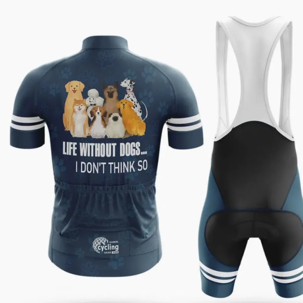 Life Without Dogs Cycling Kit Paw Print Navy/White/Grey