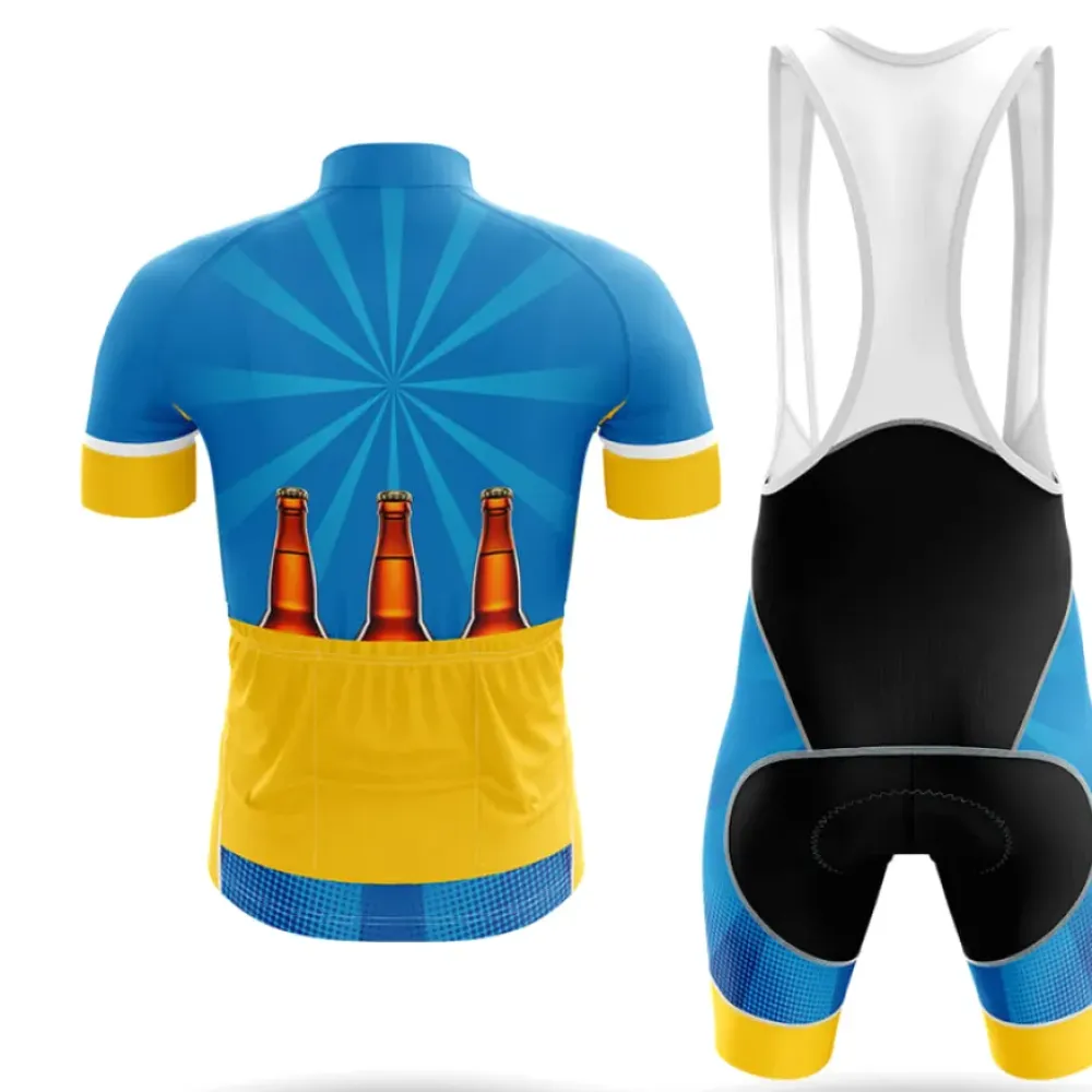 Custom Men's Cycling Bibs Breathable Yellow/Blue/White