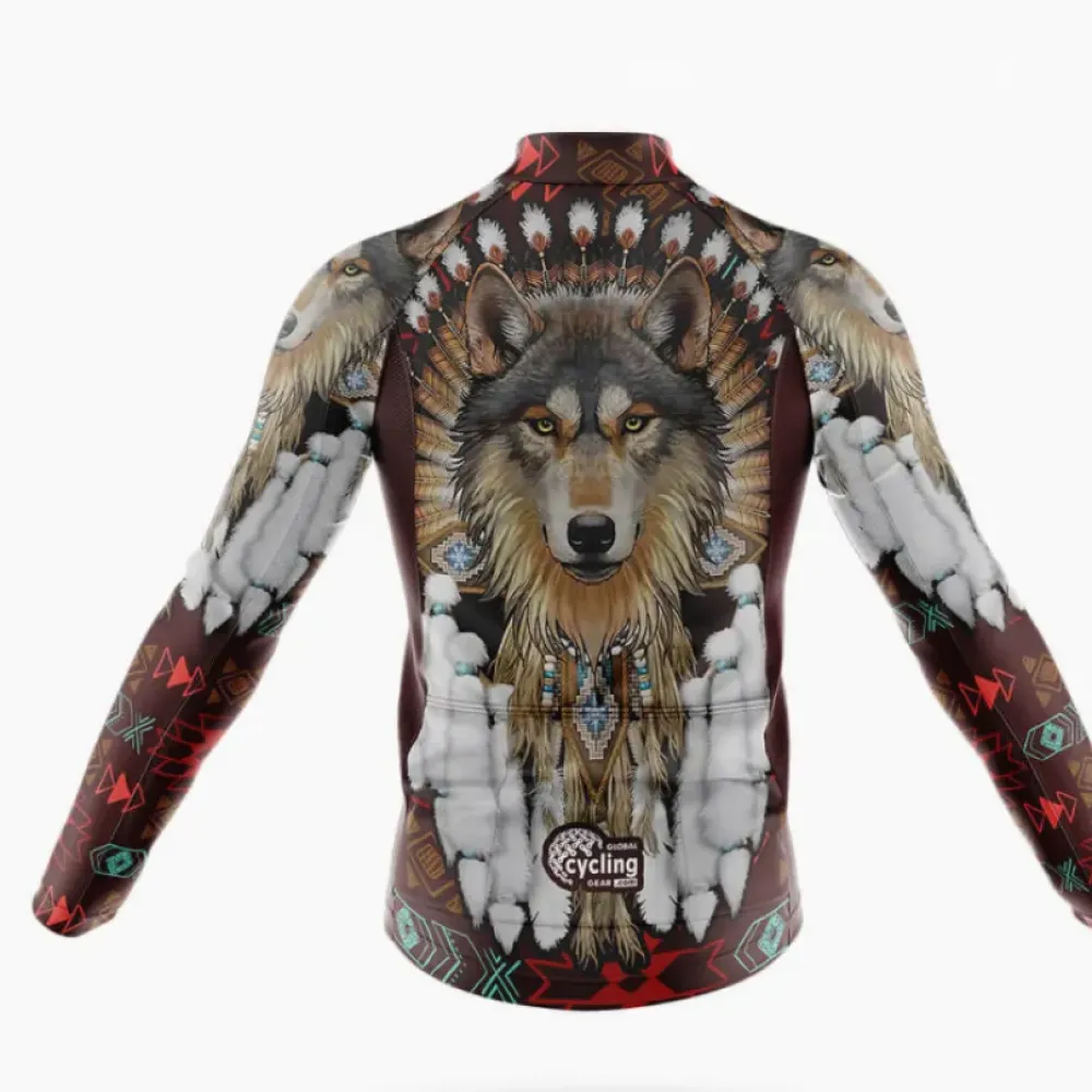 Native Wolf Cycling Bibs Wolf Design Black/Red/White