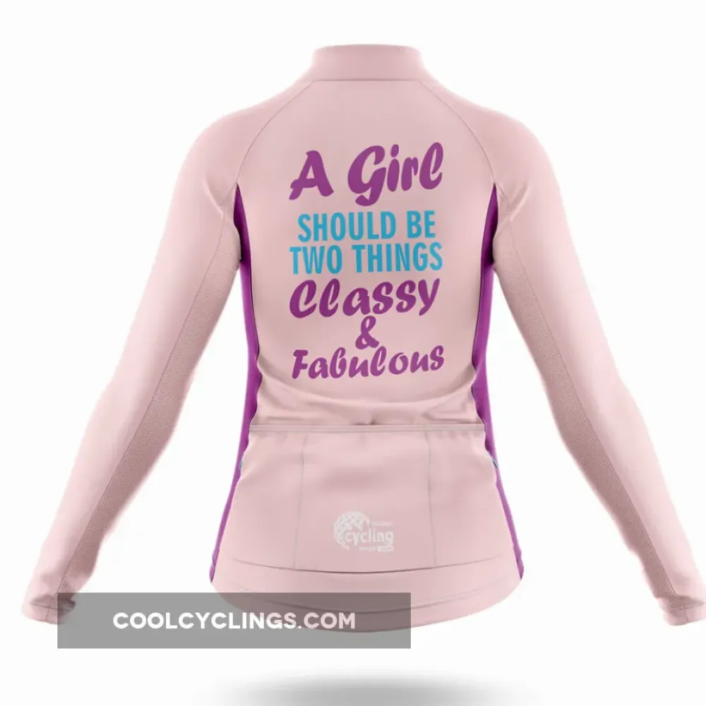 Classy And Fabulous Women Long Sleeve Cycling Jersey Pink/Purple/Light Pink