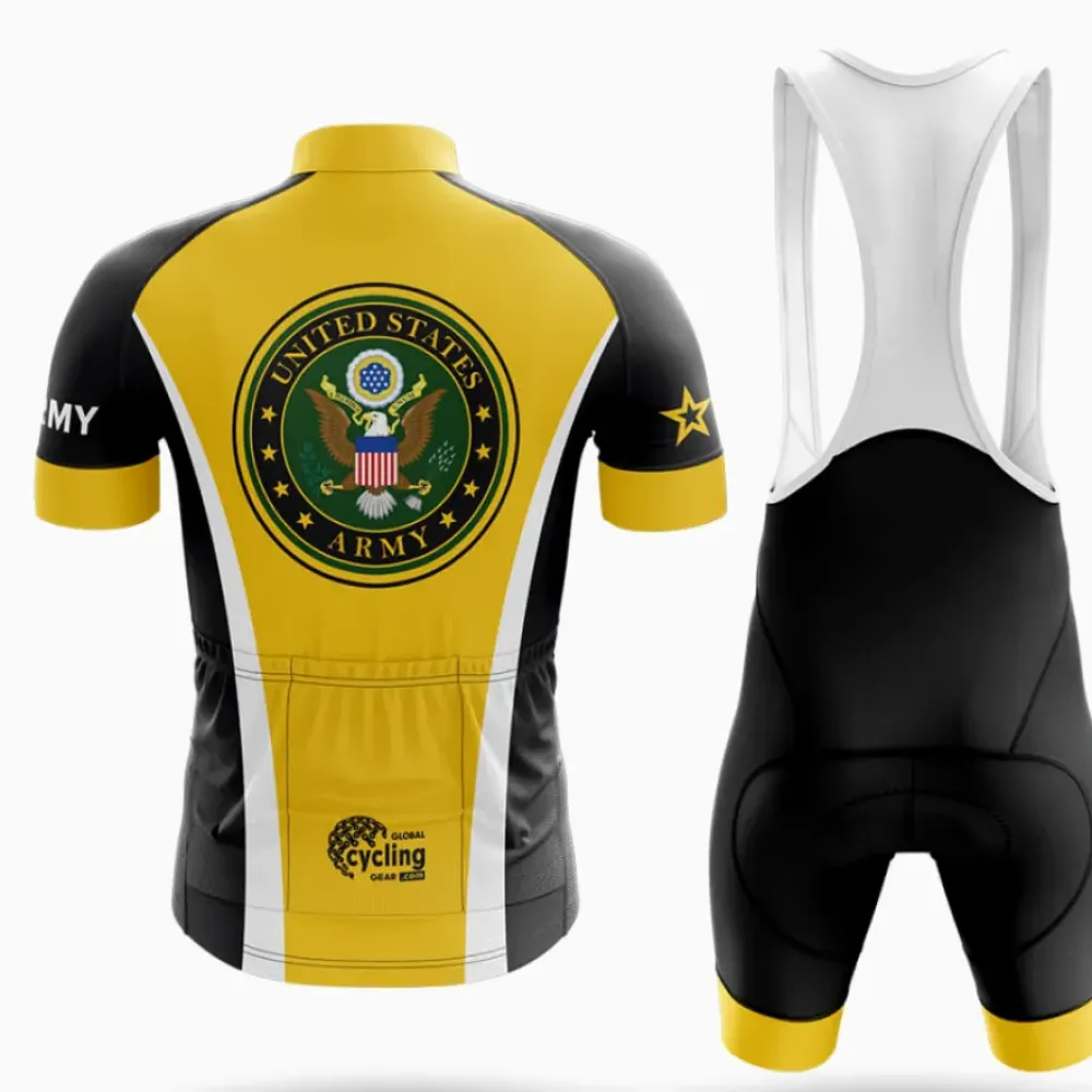 US Army Riders Cycling Bibs Comfortable Black/Yellow/White