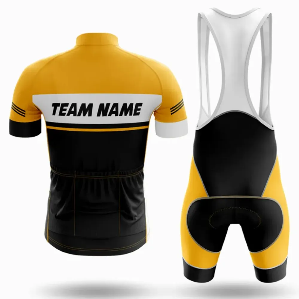 Custom Team Name M1 Yellow/Black/Gold Long Sleeve Cycling Jersey