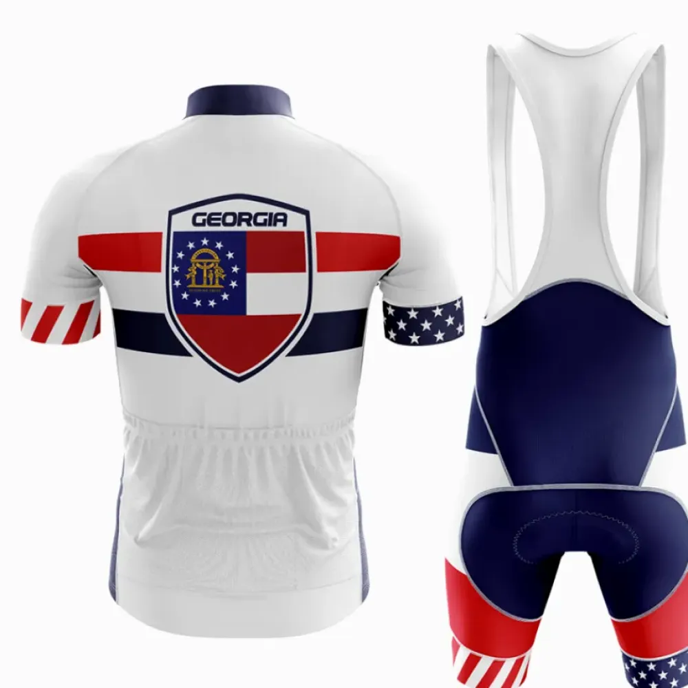 Georgia V5 Cycling Jersey American Flag White/Red/Navy
