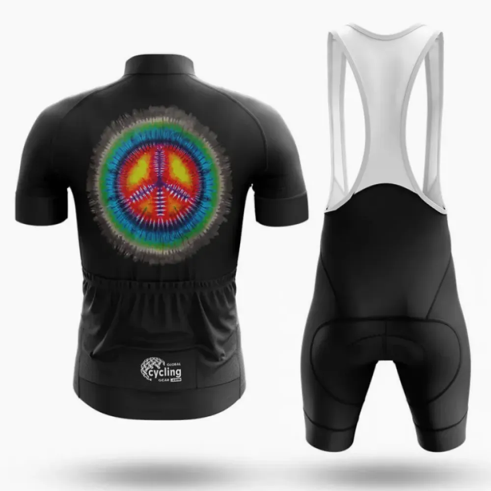 Cycling Bibs Peace Sign White/Black/Tie Dye