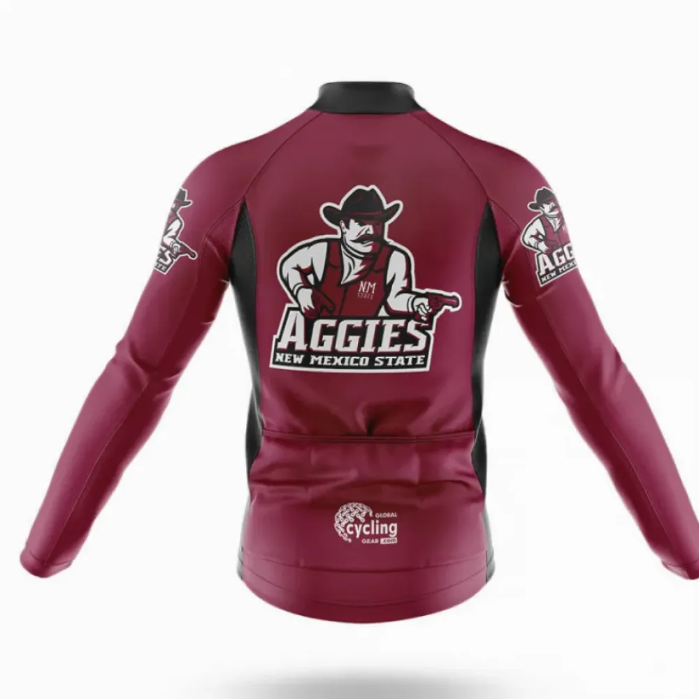 New Mexico State Aggies Long Sleeve Cycling Jersey Maroon/Black/Burgundy