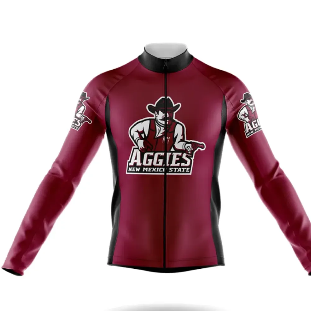 New Mexico State Aggies Long Sleeve Cycling Jersey Maroon/Black/Burgundy