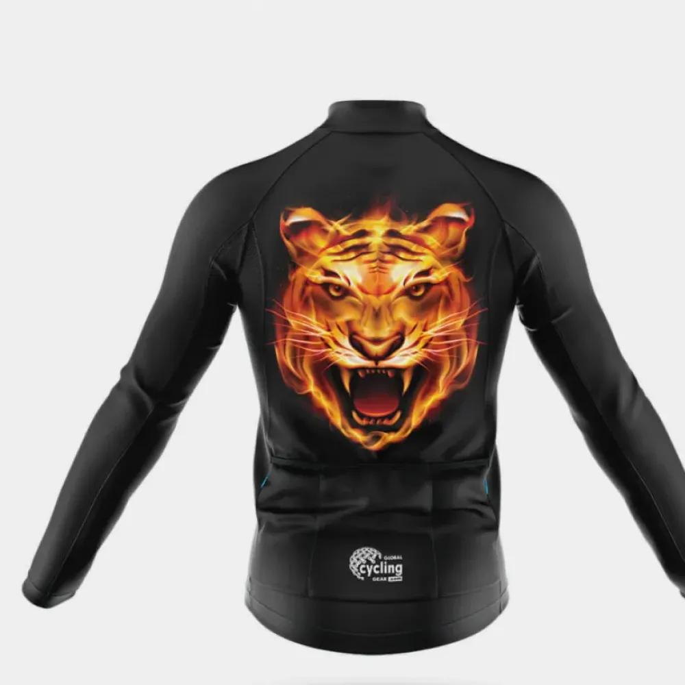 Cycling Bibs Tiger Flame Black/Orange/White