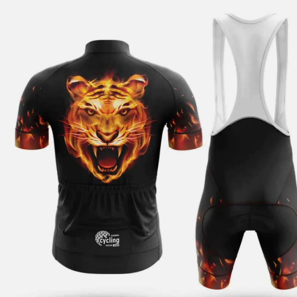 Cycling Bibs Tiger Flame Black/Orange/White