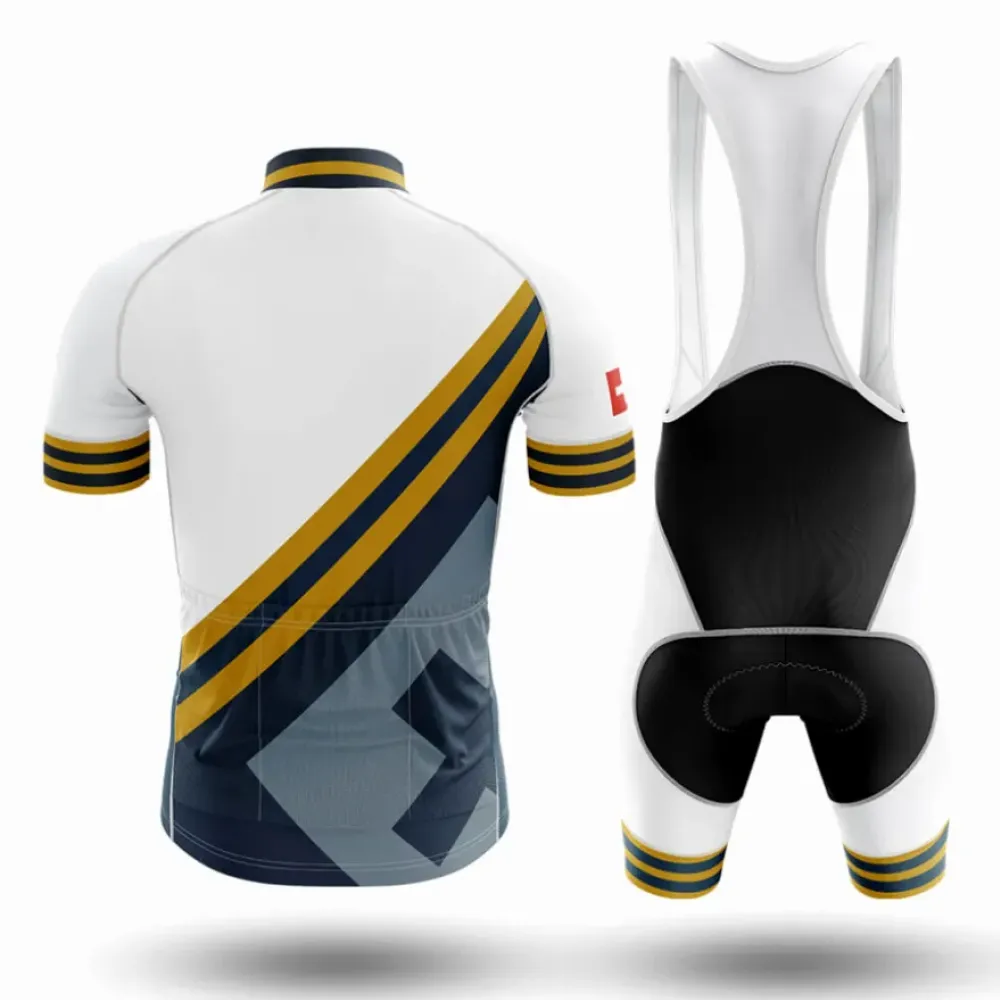 Switzerland V15 Cycling Bibs Breathable White/Black/Gold