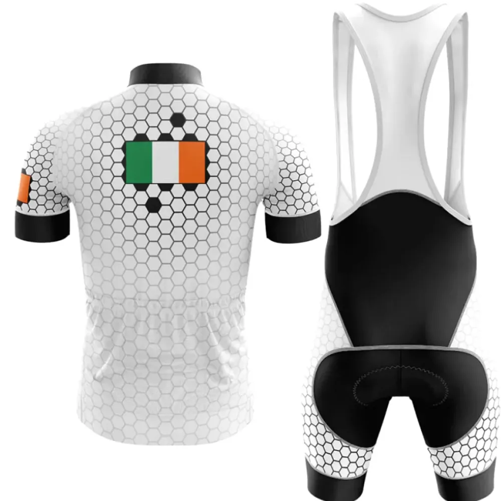 Ireland V5 Cycling Jersey Hexagon Pattern White/Green/Black