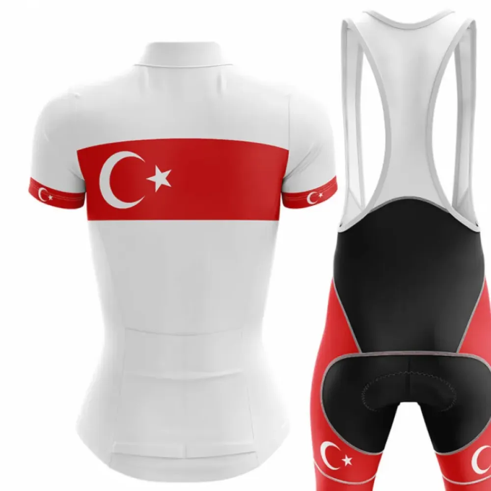 Turkey V4 Cycling Kit Jersey   Bib shorts White/Red/Black