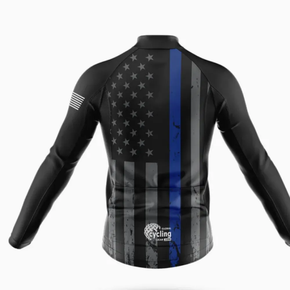 Thin Blue Line V4 Cycling Jersey Black/Blue/White