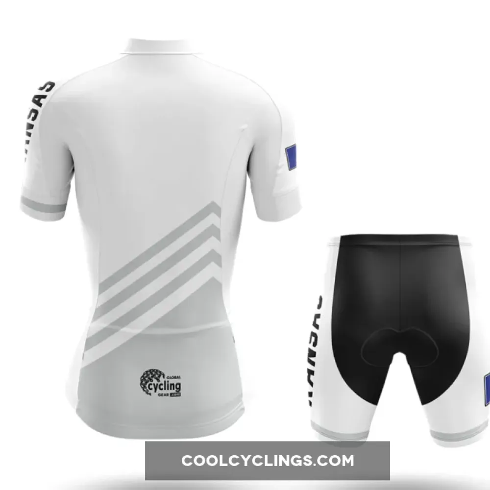 Kansas S4 White Women Cycling Jersey White/Grey/Blue