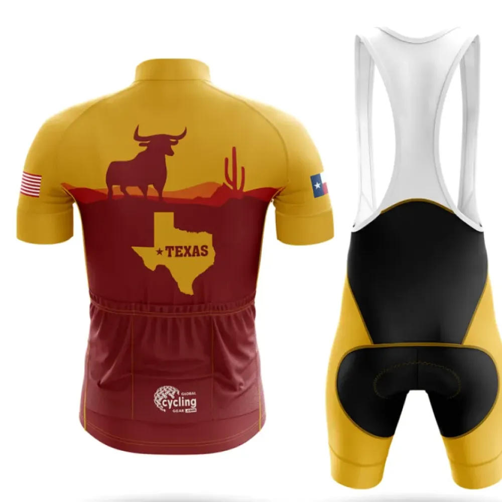 Texas Cycling Jersey Desert Gold/Burgundy/Red