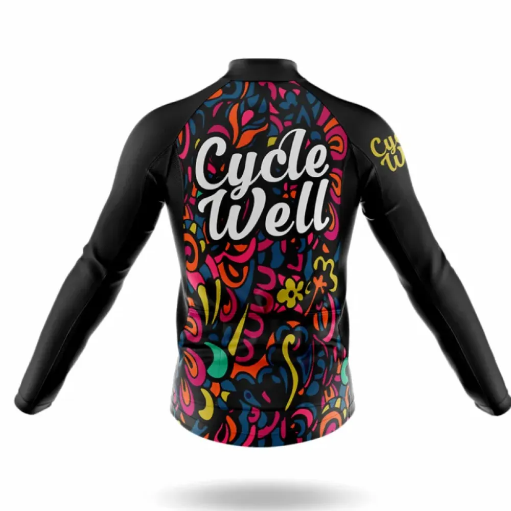 Cycle Well Long Sleeve Cycling Jersey Black/Pink/Gold