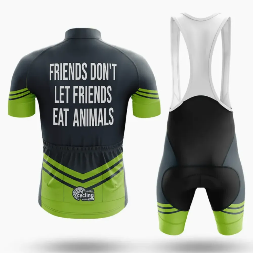 Friends Don't Eat Animals Long Sleeve Cycling Jersey Lime/Black/Grey