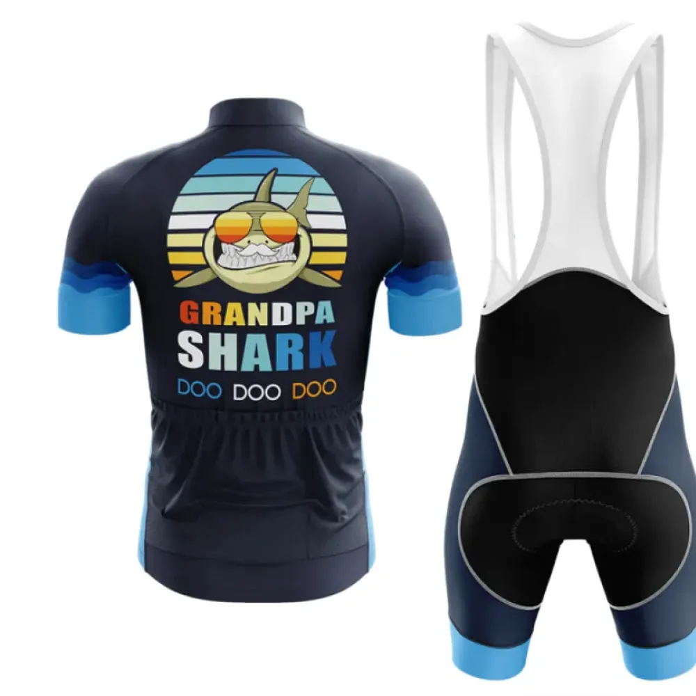 Grandpa Cycling Kit Funny Shark Navy/Blue/White