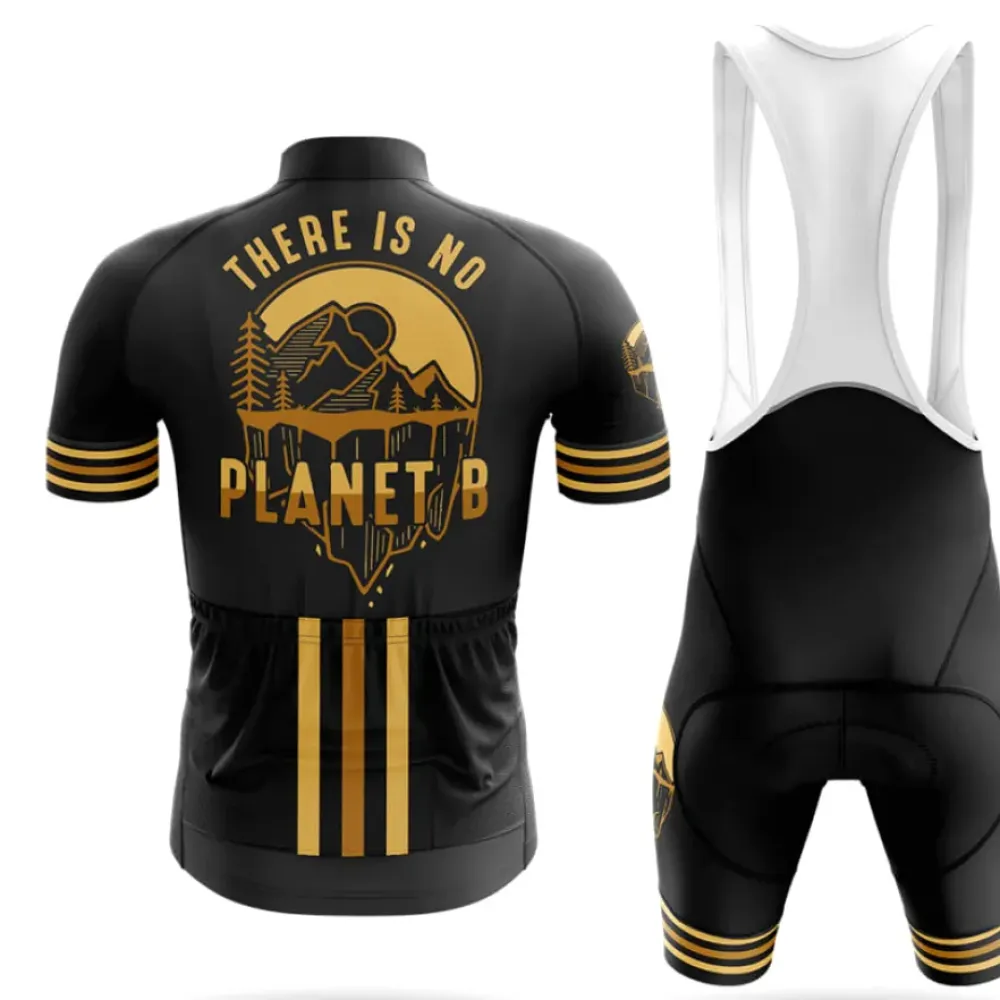 Cycling Jersey There Is No Planet B Black/Gold/Gray