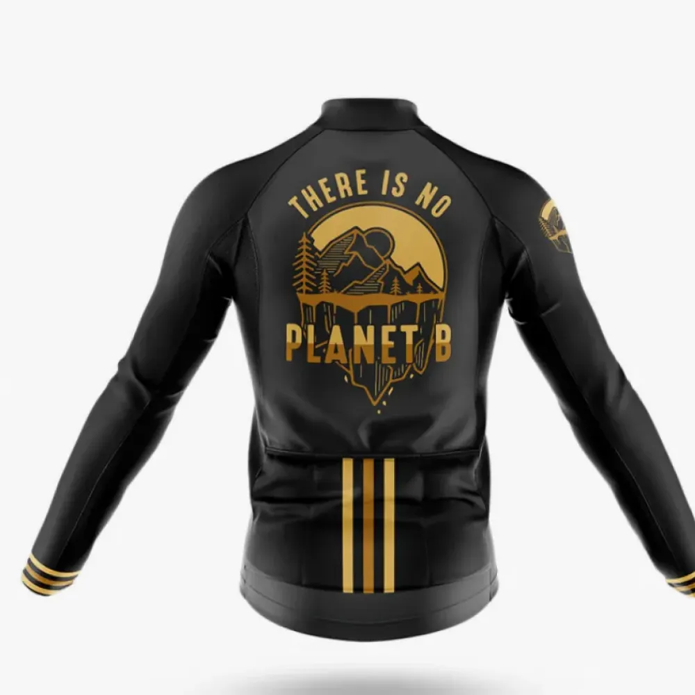 Cycling Jersey There Is No Planet B Black/Gold/Gray