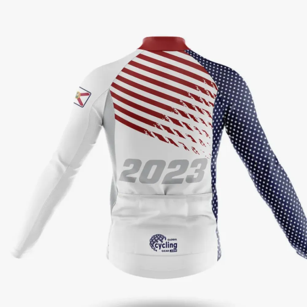 Florida 2023 V4 Cycling Jersey American Flag White/Red/Blue