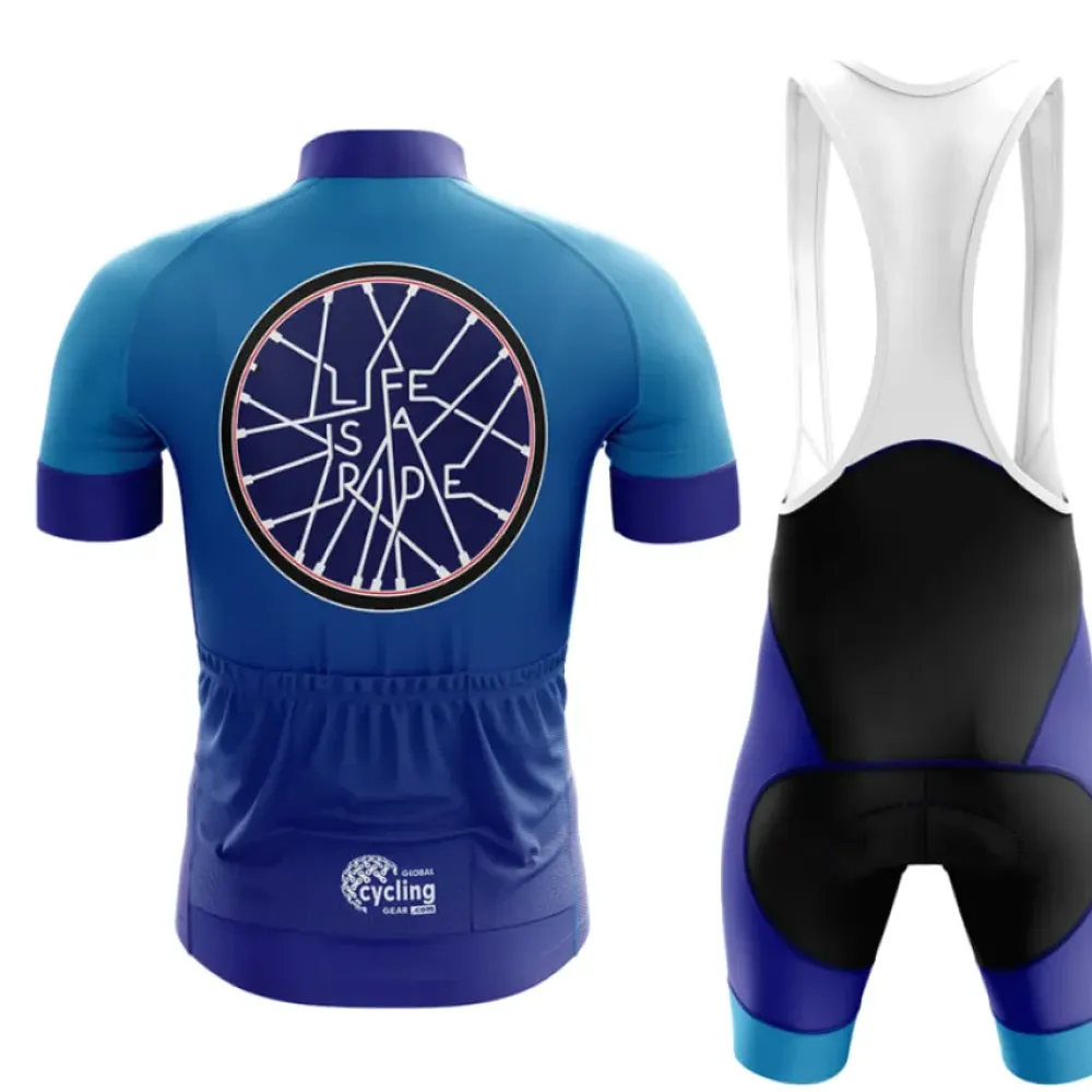 Life Is A Ride Cycling Kit Blue/White/Purple
