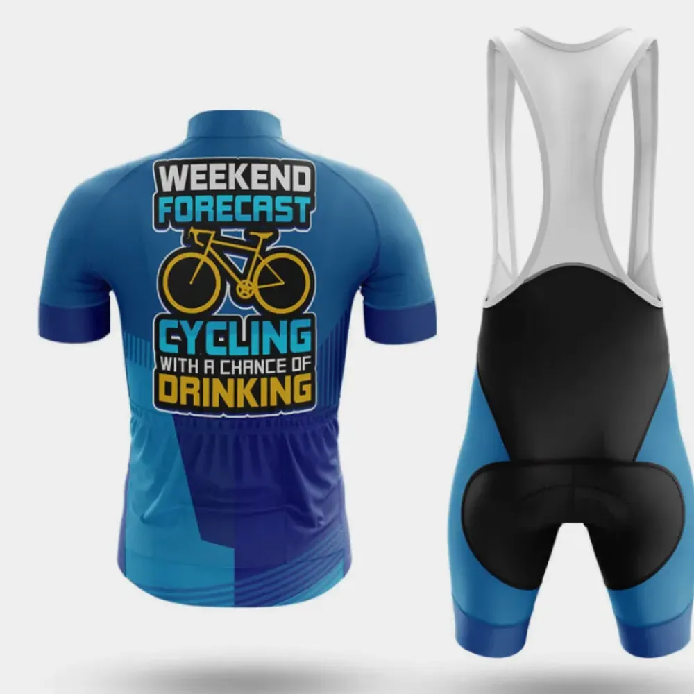 Cycling Weekend Forecast Bibs Breathable Blue/White/Black