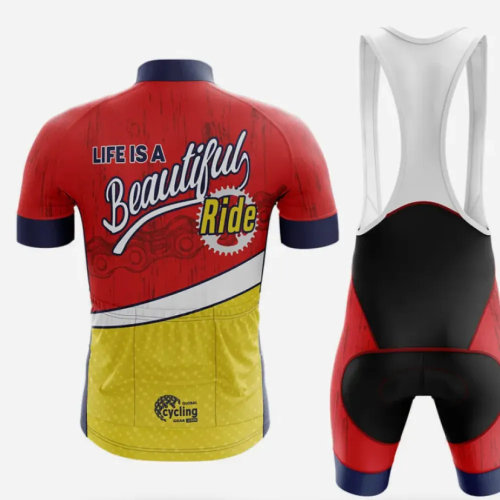 Cycling Kit Life is A Beautiful Ride Red/Yellow/Black