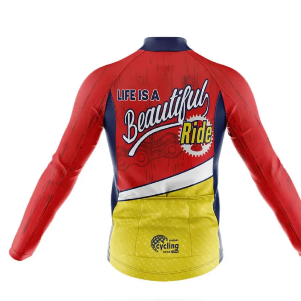 Cycling Kit Life is A Beautiful Ride Red/Yellow/Black