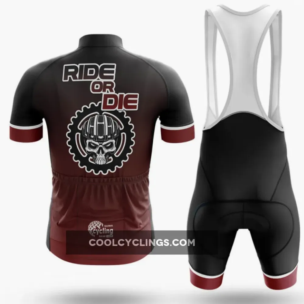 Ride Or Die V7 Cycling Jersey Skull Gear Black/Burgundy/White