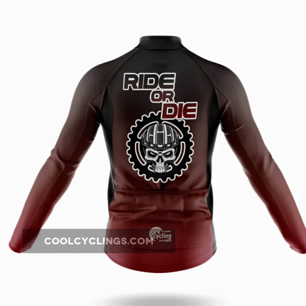 Ride Or Die V7 Cycling Jersey Skull Gear Black/Burgundy/White