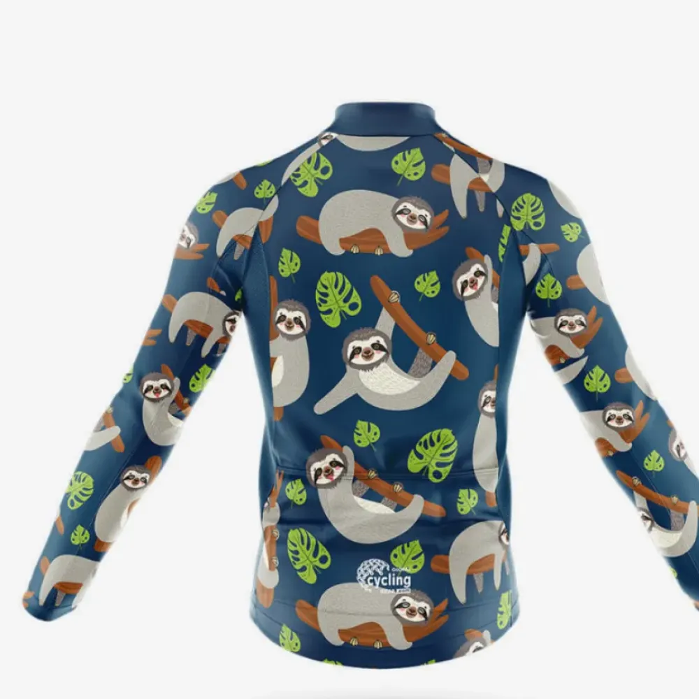 Sloth Long Sleeve Cycling Jersey Ver.3 Colorful Sloth Navy/Green/Gray