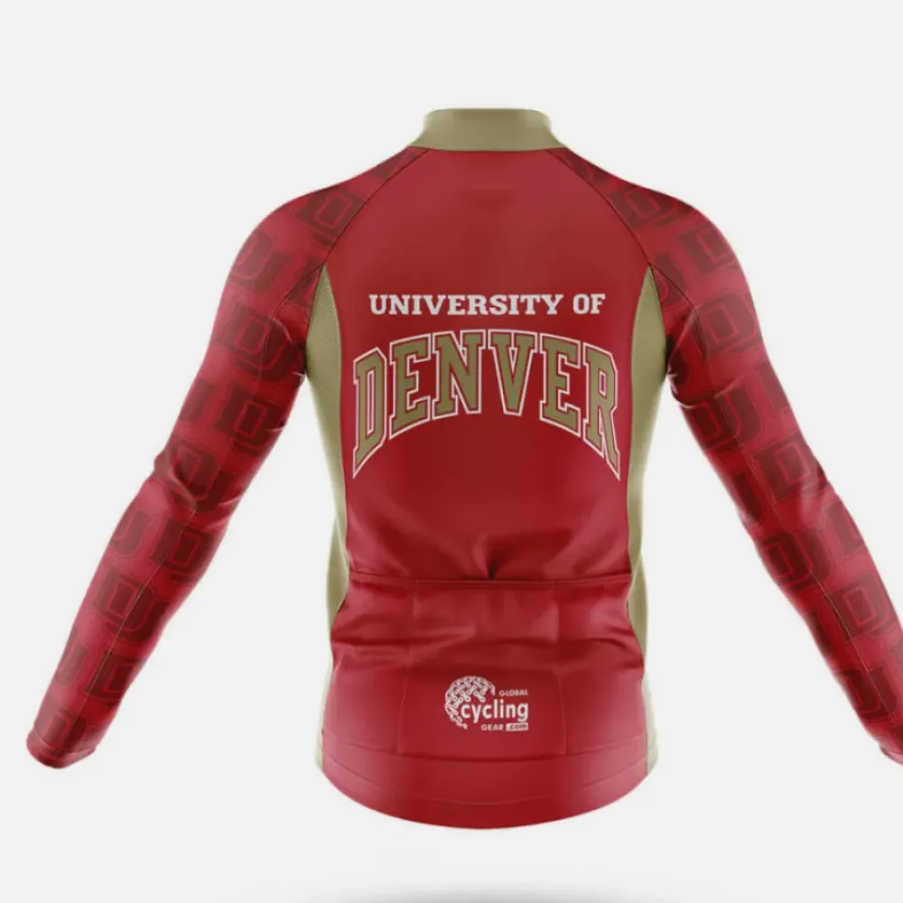 University of Denver Long Sleeve Cycling Jersey Maroon/Gold/Red