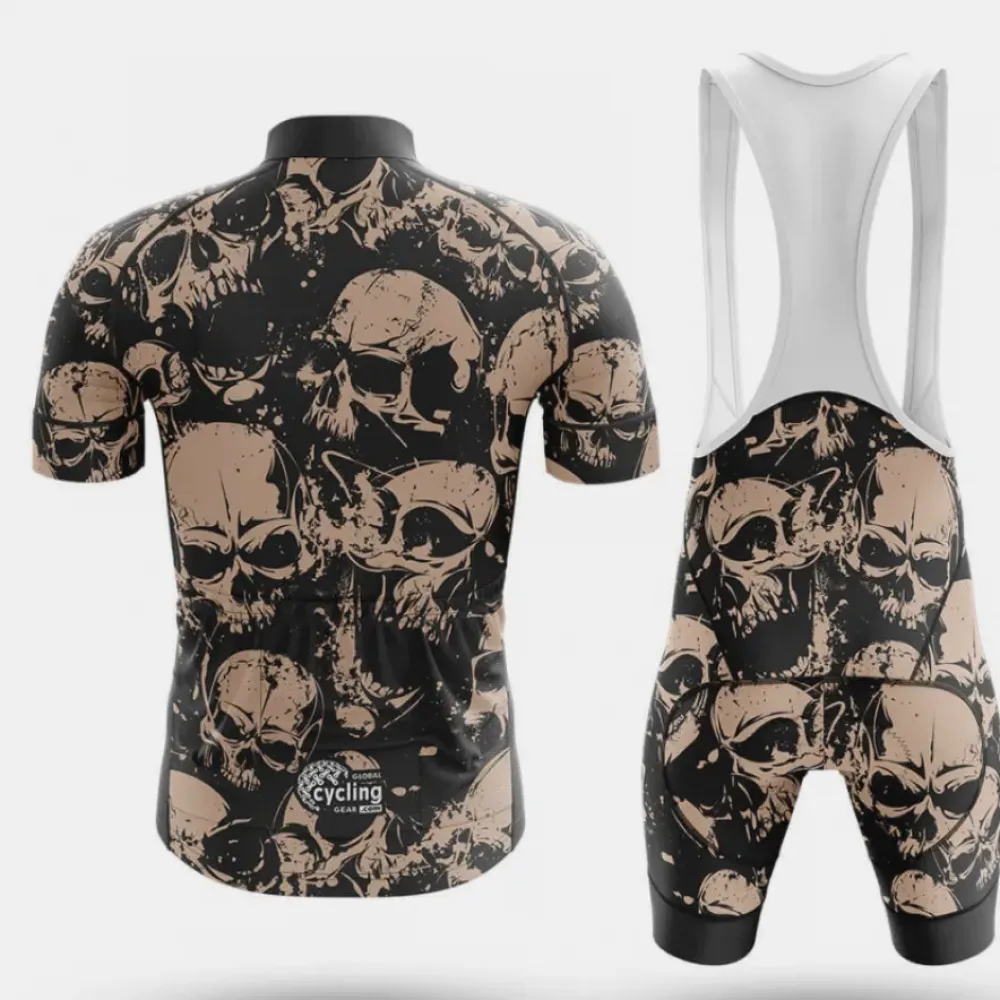 Cycling Bibs Retro Skull Black/Gold/White