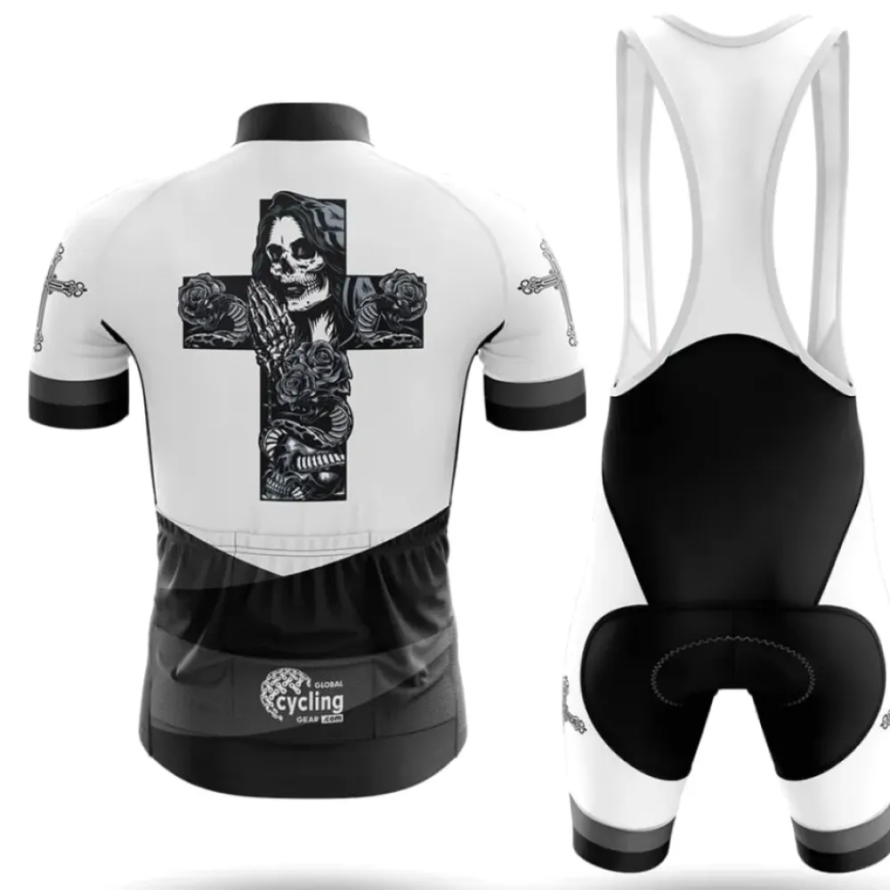 Faith Cycling Jersey Cross Skull White/Black/Grey