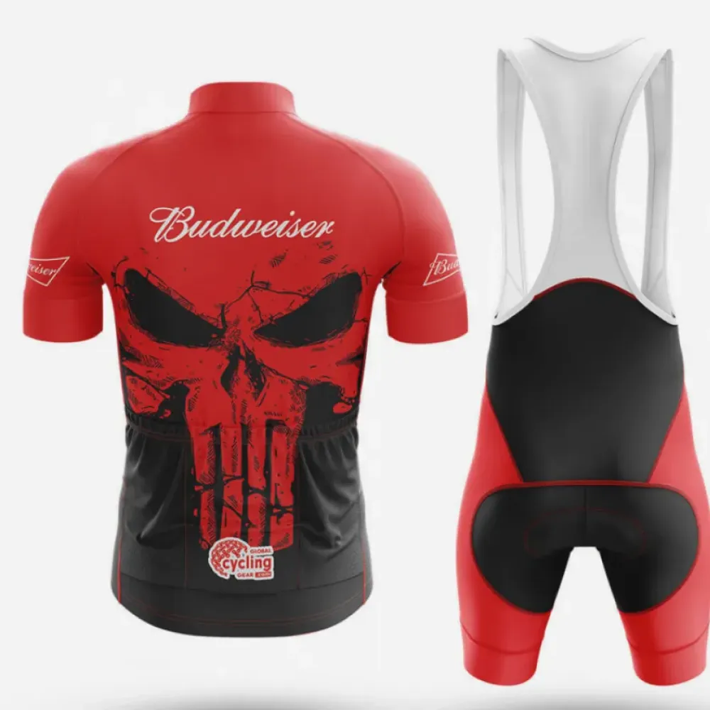Budweiser Punisher Premium Cycling Jersey Red/Black/Grey