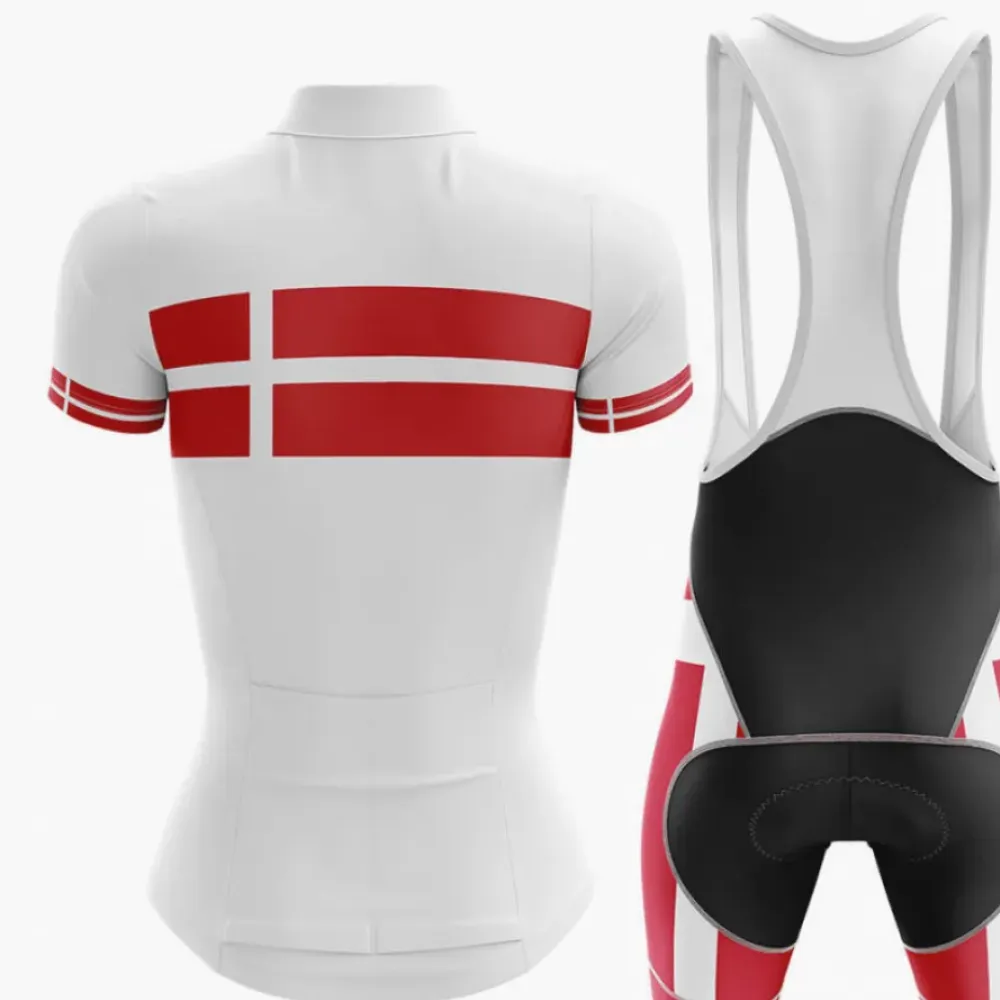 Denmark V4 Cycling Bibs White/Red/Black