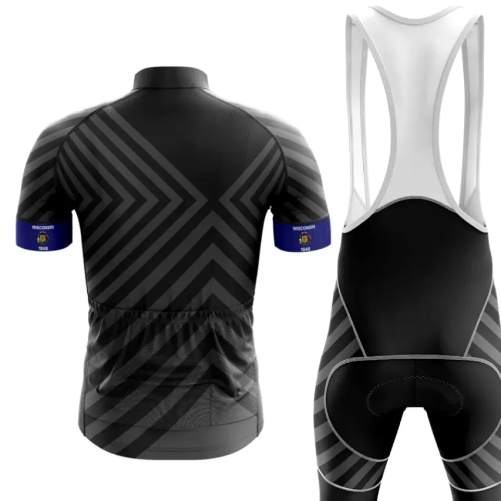 Wisconsin V13 Black Cycling Jersey Blue/Gray/Black
