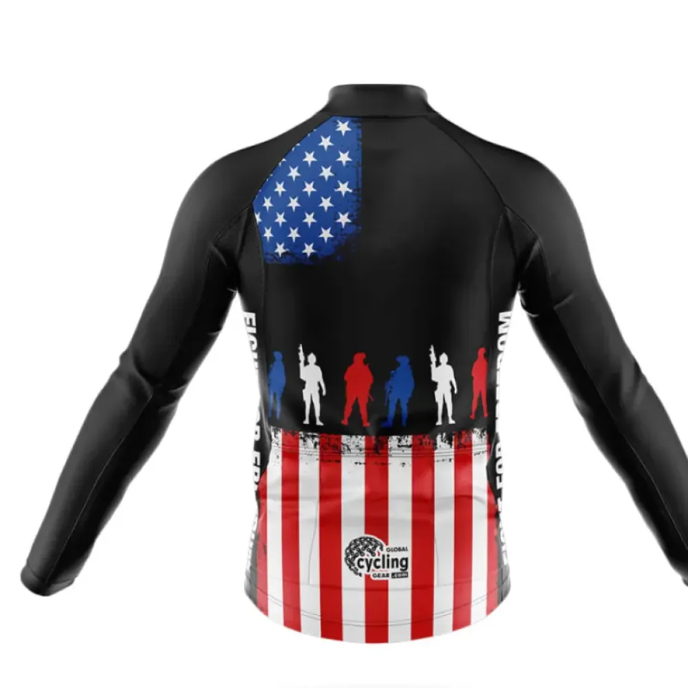 Fight For Freedom Cycling Jersey American Flag Black/Red/Blue