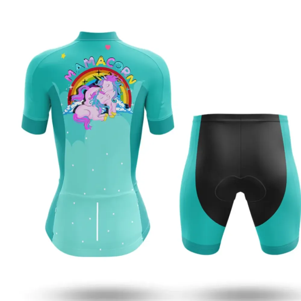 Mamacorn Women's Cycling Kit Rainbow Unicorn Teal/Purple/Black